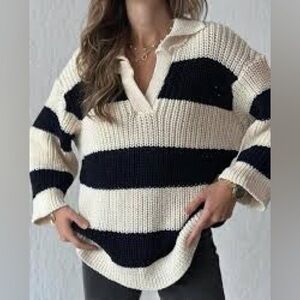 ZARA Heavy Knit Collared Sweater
